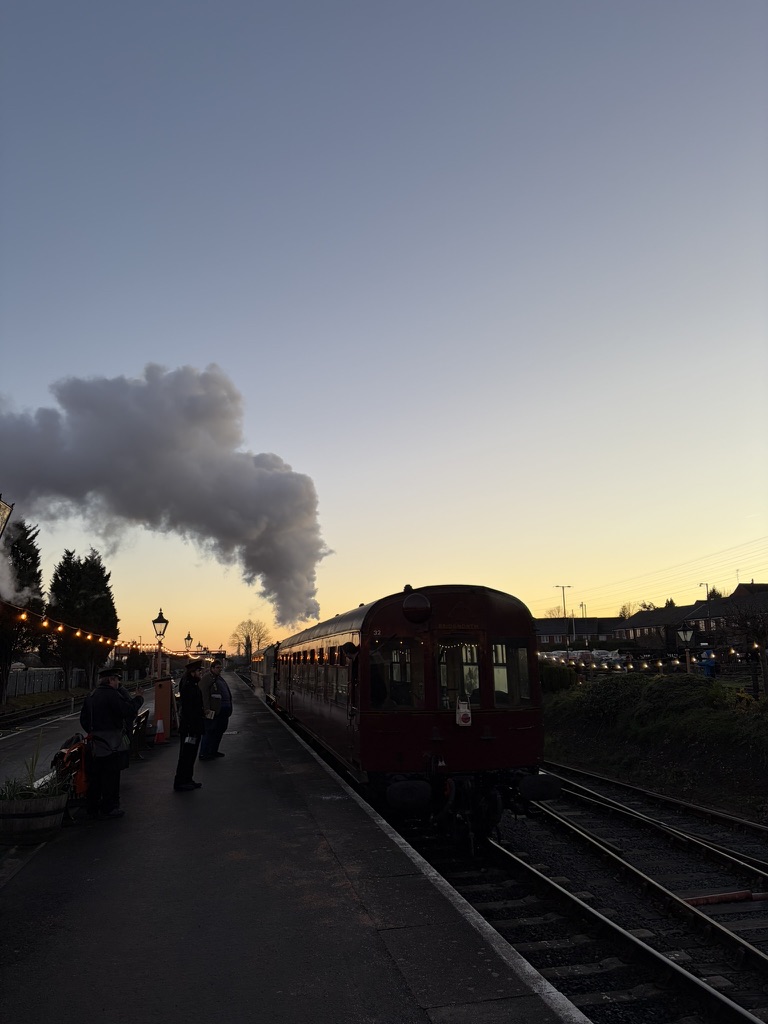 A spirited departure of a steam train from Kidderminster
